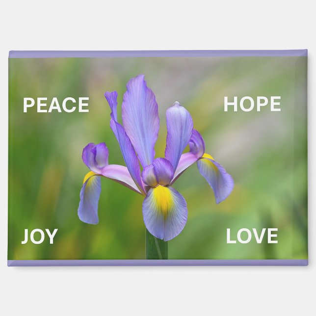 Aimant avec fleur d'Iris et thèmes de l'Avent (Recto)