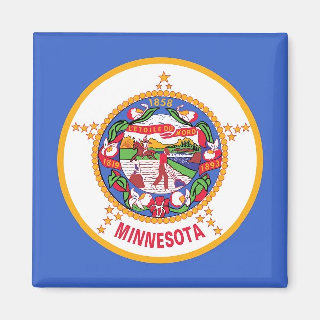 Aimant avec le drapeau de l'État du Minnesota - Ét (Devant)