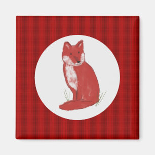 Aimant avec l'illustration rouge et le plaid de