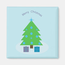 Aimant avec un arbre de Noël et cadeaux
