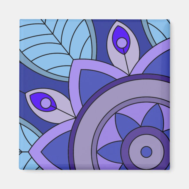 Aimant avec une œuvre d'art de fleur (Devant)