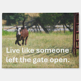 Aimant avec veau au galop et citation encourageant