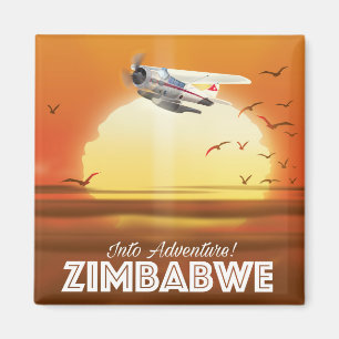 Aimant Aventure ! Affiche de voyage du Zimbabwe