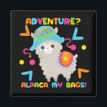 Aimant Aventure Alpaca Mes Sacs Mignonne Drôle<br><div class="desc">Aventure Alpaca Mes sacs mignonne Amusante frigo humoristique de Ricaso</div>