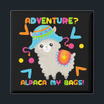 Aimant Aventure Alpaca Mes Sacs Mignonne Drôle<br><div class="desc">Aventure Alpaca Mes sacs mignonne Amusante frigo humoristique de Ricaso</div>