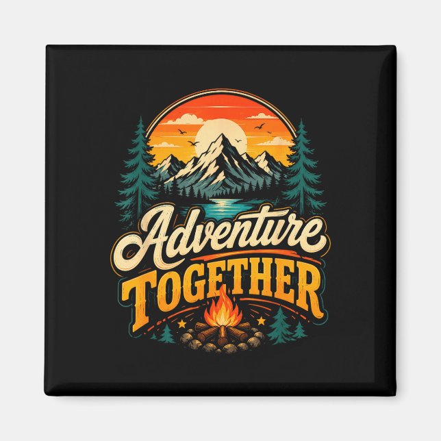 Aimant Aventure camping montagne ensemble famille (Devant)