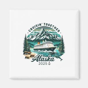 Aimant Aventure de croisière vintage en Alaska 2025 Famil
