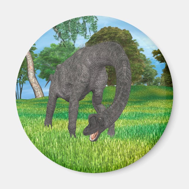 Aimant Aventure de dinosaure à long cou dans la jungle (Devant)