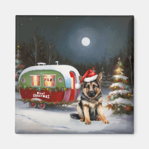 Aimant Aventure de Noël de la caravane du Berger Allemand