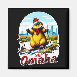 Aimant Aventure de ski mignonne à omaha groundhog prairie