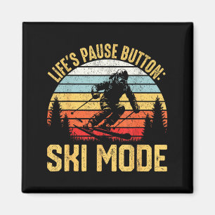 Aimant Aventure de ski rétro pour amateurs de ski et snow