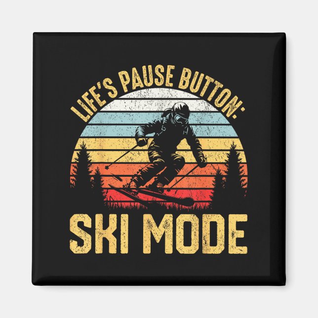 Aimant Aventure de ski rétro pour amateurs de ski et snow (Devant)