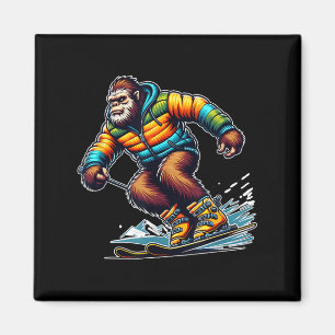 Aimant Aventure de ski Sasquatch Bigfoot Hiver Fun 