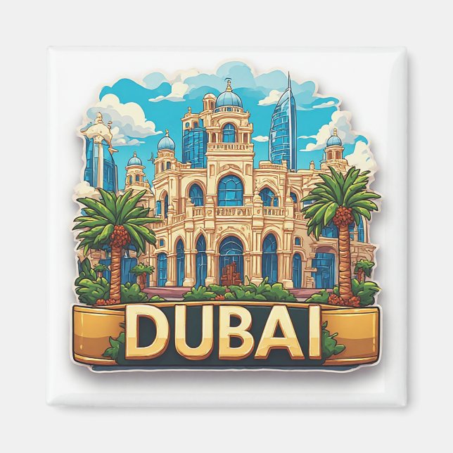 Aimant 🧲 Aventure de voyage à Dubaï Moyen-Orient 🌍 (Devant)