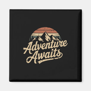 Aimant Aventure Vintage Attend Montagnes Extérieures Natu