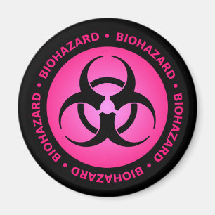 Aimant Avertissement de risque biologique rose