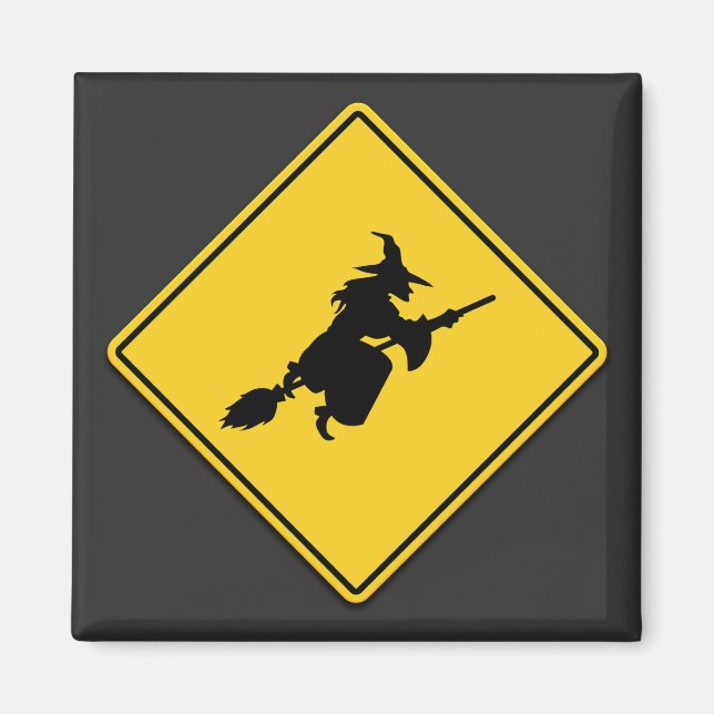 Aimant Avertissement de sorcière Halloween (Devant)