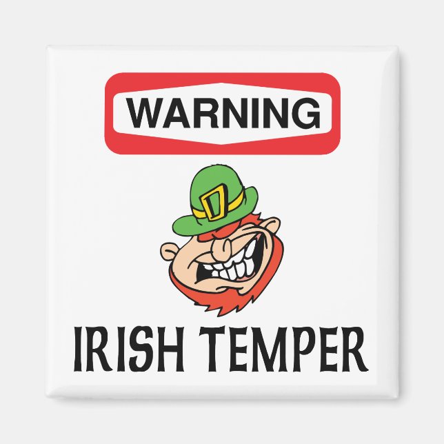 Aimant Avertissement Irish Temper (Devant)