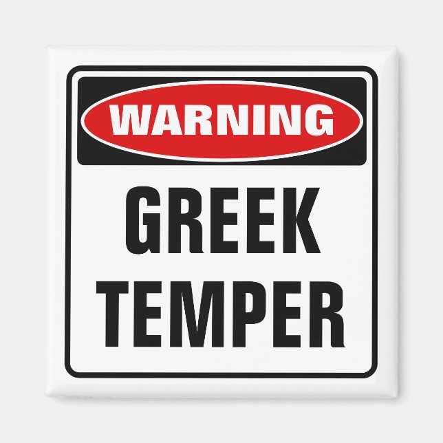 Aimant Avertissement Temper grec (Devant)