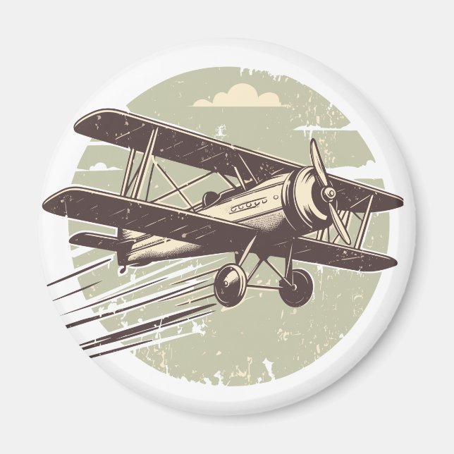 Aimant aviateur en biplan vintage (Devant)
