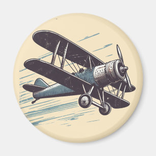 Aimant aviateur en biplan vintage