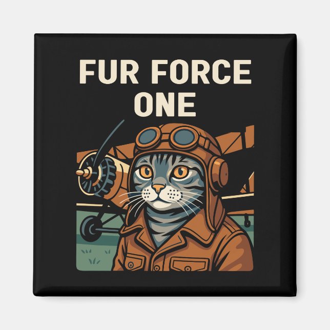 Aimant Aviator Cat Flying Feline Commander (Devant)
