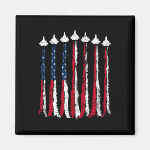 Aimant Avion de chasse rétro Avion American Flag Heart 4t