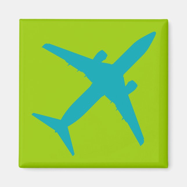 Aimant Avion Graphique en Bleu Aqua (Devant)