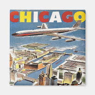 Aimant Avion touristique vintage Retro Chicago