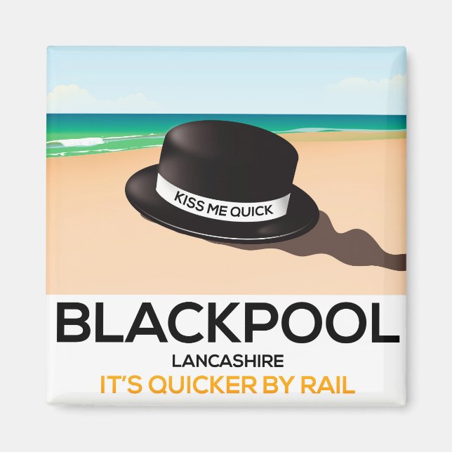 Aimant Avis de train de voyage casquette Blackpool "baise (Devant)