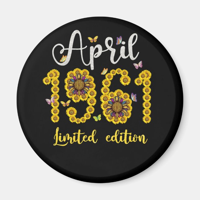 Aimant Avril 1961 61 Année Vieux tournesol 61e anniversai (Devant)
