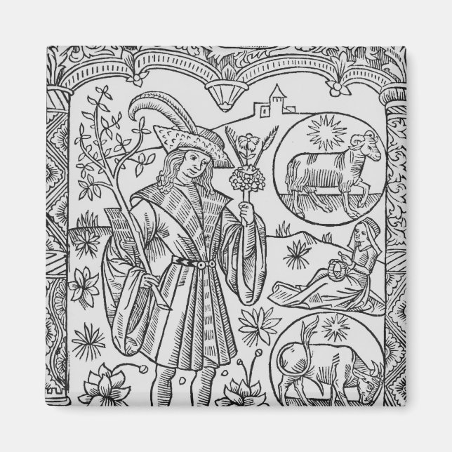 Aimant Avril, fleurs, baies (Devant)