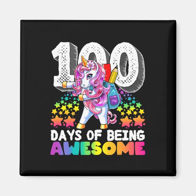 Aimant Awesome 100 Jours de l'école Flossing Unicorn Don  (Devant)
