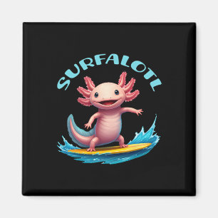 Aimant Axolotl de surf Surfalotl drôle océan plage
