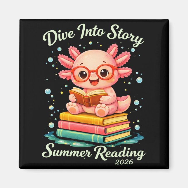 Aimant Axolotl drôle plongée dans l'histoire lecture d'ét (Devant)