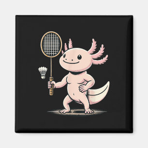 Aimant Axolotl Jouant au Badminton Joueur Navette Sport