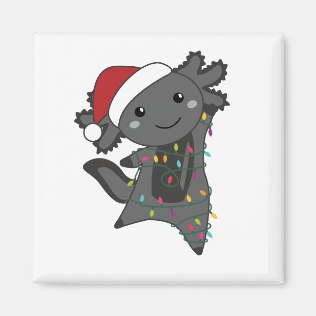 Aimant Axolotl Joyeux Noël Animaux d'hiver Axolotls (Devant)