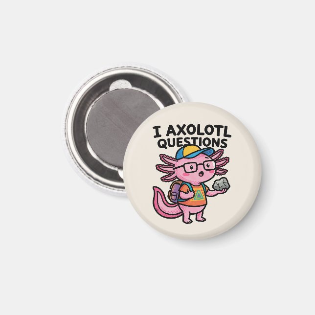 Aimant Axolotl nerd sarcastique je pose des questions sur (Recto/Verso)