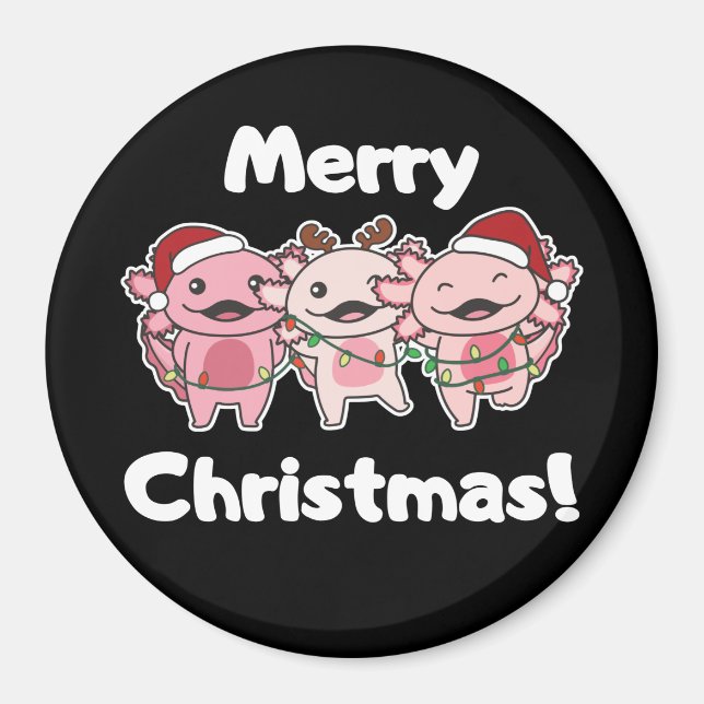 Aimant Axolotl Noël mignon Axolotls Joyeux Noël Ma (Devant)