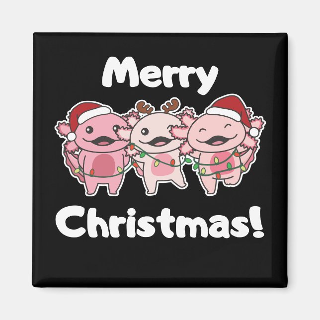 Aimant Axolotl Noël mignon Axolotls Joyeux Noël Ma (Devant)