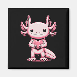 Aimant Axolotl tenant un cœur Saint-Valentin Cute Valenti