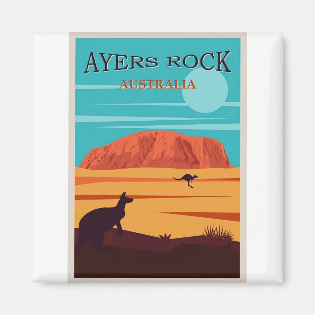 Aimant Ayers Rock Australia, Uluru Travel Poster (Devant)