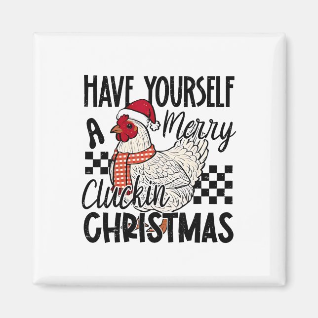 Aimant Ayez un joyeux Noël caquetant poulet C (Devant)