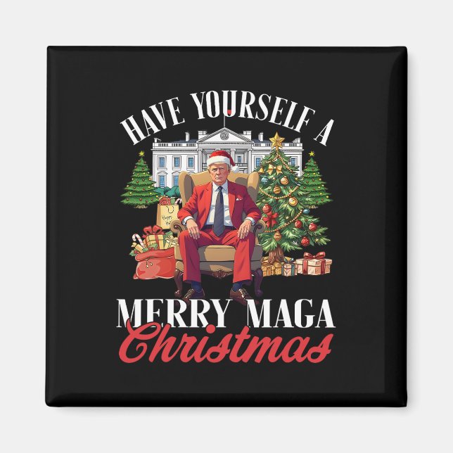 Aimant Ayez un méga Noël joyeux Santa drôle T (Devant)