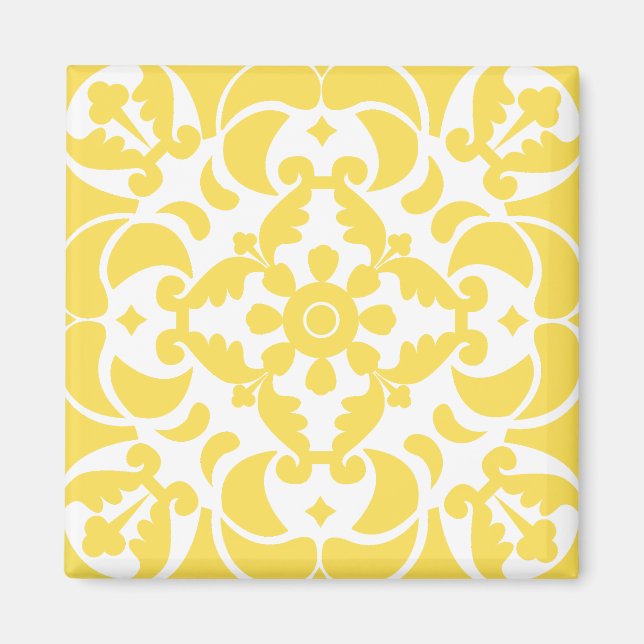 Aimant Azulejos jaune portugais espagnol méditerranéen (Devant)