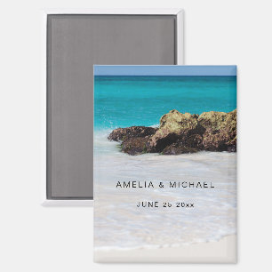 Aimant Azure Sea Sandy Beach Photo Wedding Enregistrer la