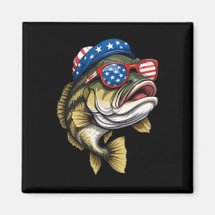 Aimant B Fish 4 Juillet Drapeau Américain US Poissons Pat