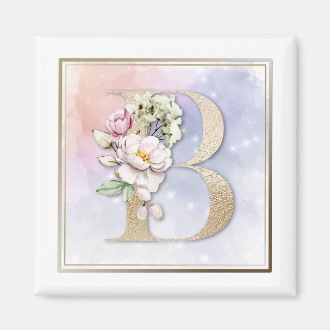Aimant B Monogramme Floral Rose (Devant)