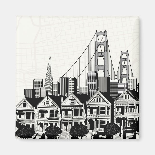 Aimant B&W San Francisco Californie (Devant)