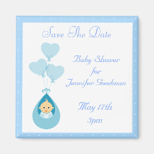 Aimant Baby Boy & Balloons Blue Enregistrer Le Baby showe